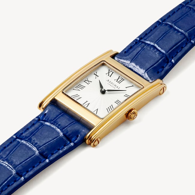 Mayfair® Classic Watch 24ct Gold Plated - Deep Shine Blue Croc
