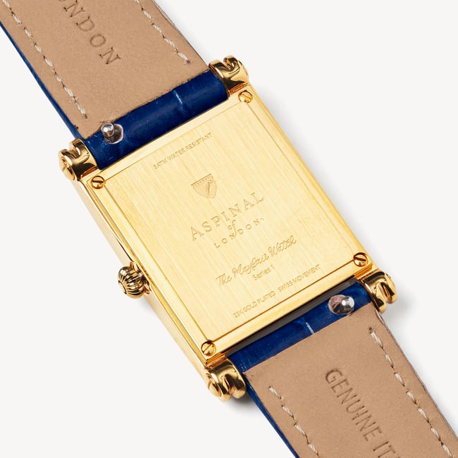 Mayfair® Classic Watch 24ct Gold Plated - Deep Shine Blue Croc
