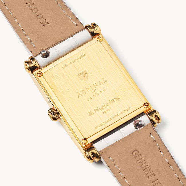 Mayfair® Classic Watch 24ct Gold Plated - Deep Shine White Croc