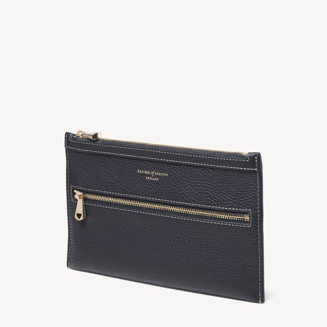 Hudson Travel Pouch Classic Navy Milled Pebble