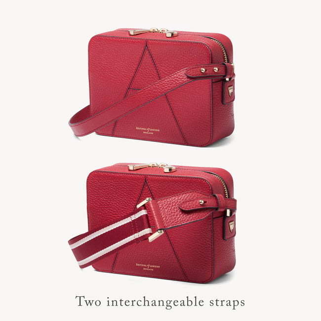 Camera Crossbody with Changeable Straps Cherry Red Pebble
