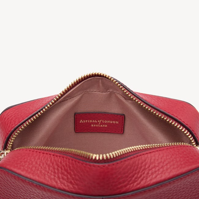 Camera Crossbody with Changeable Straps Cherry Red Pebble