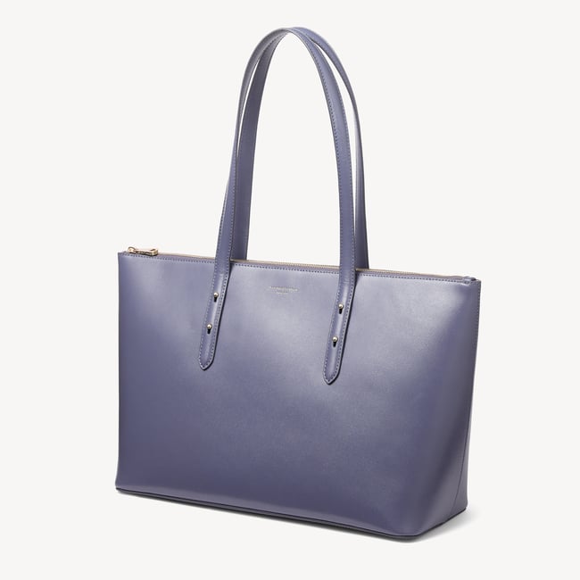 Regent Zipped Tote Dusky Blue Saffiano