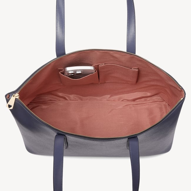 Regent Zipped Tote Dusky Blue Saffiano