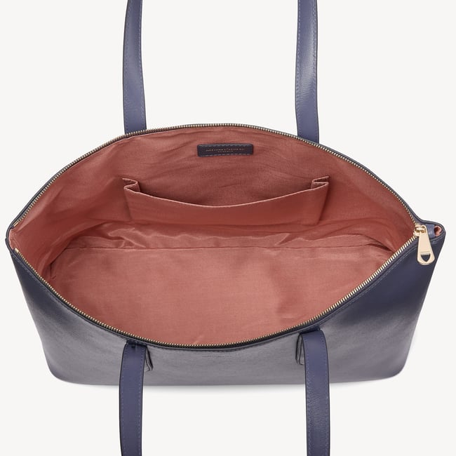 Regent Zipped Tote Dusky Blue Saffiano