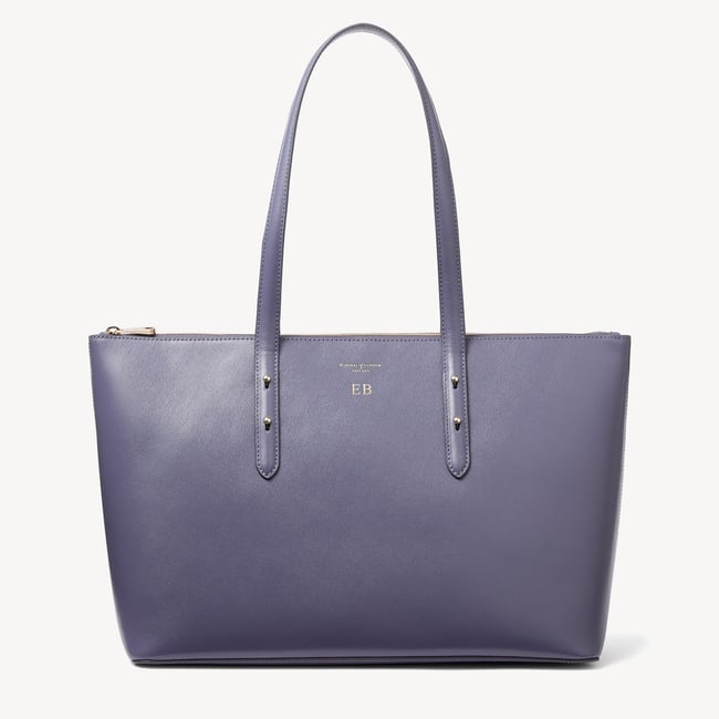 Regent Zipped Tote Dusky Blue Saffiano