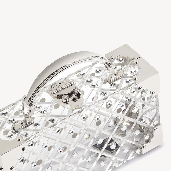 Trinket Box Transparent Acrylic with Silver Crystals