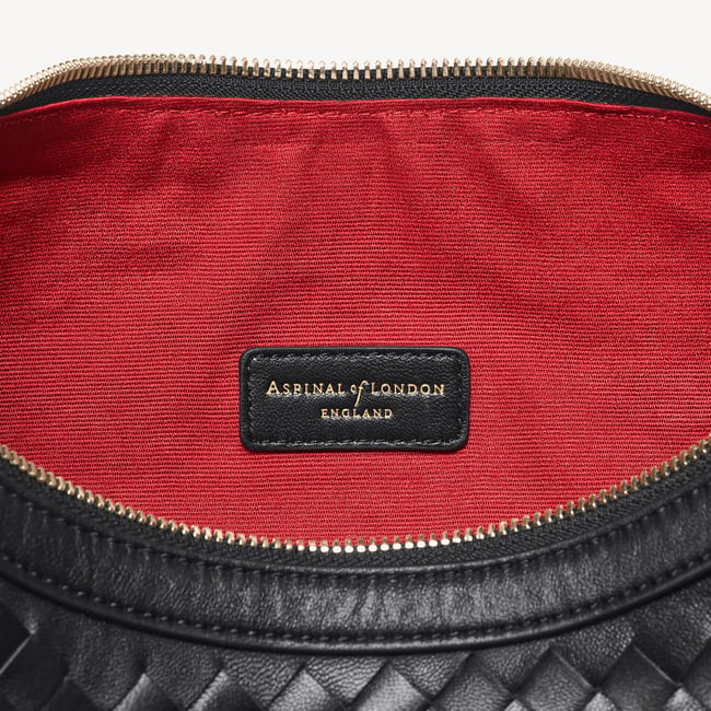 Soho Large Crescent Black Woven Leather
