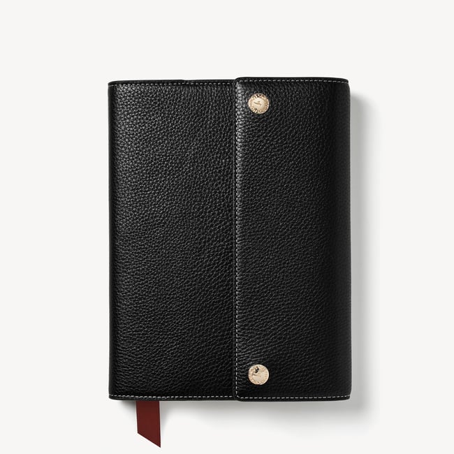 A5 Hudson Deluxe Refillable Journal Black Milled Pebble