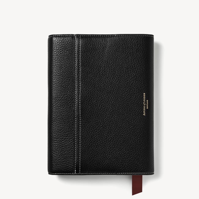 A5 Hudson Deluxe Refillable Journal Black Milled Pebble
