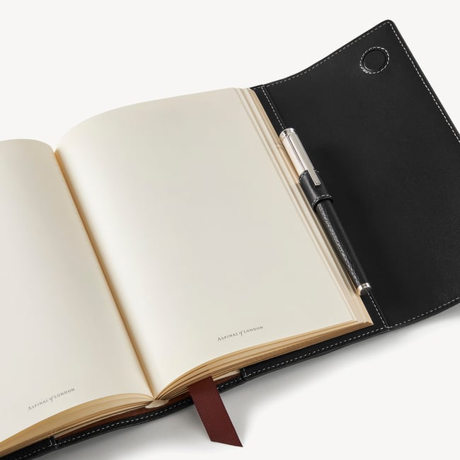 A5 Hudson Deluxe Refillable Journal Black Milled Pebble