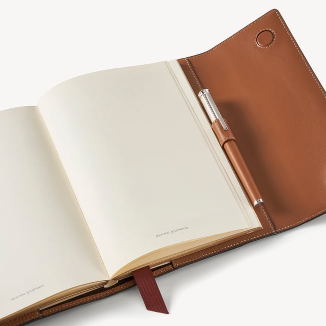 A5 Hudson Deluxe Refillable Journal Tan Milled Pebble