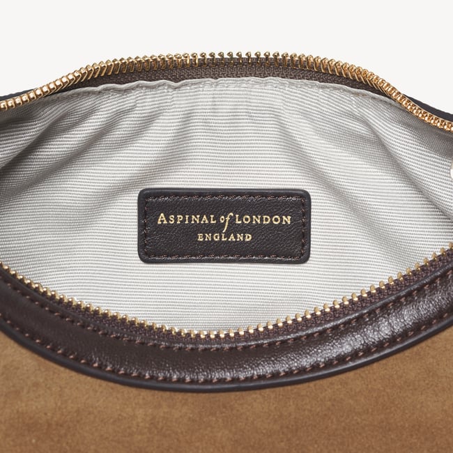 Soho Mini Crescent Praline Suede & Chocolate Nappa