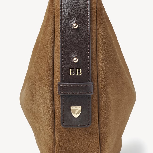 Soho Mini Crescent Praline Suede & Chocolate Nappa