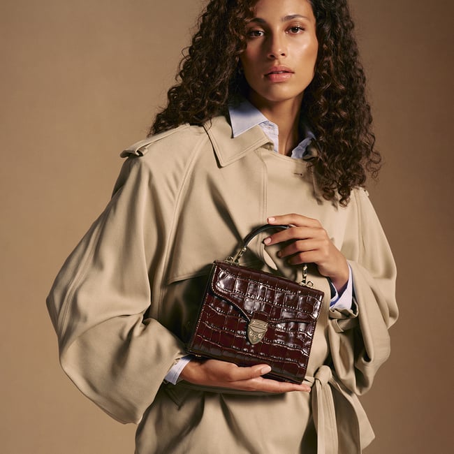 Midi Mayfair® Deep Shine Dark Amazon Brown Croc