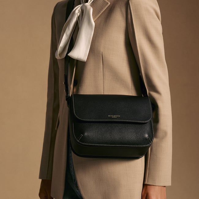 Ella Grande Crossbody Black Milled Pebble