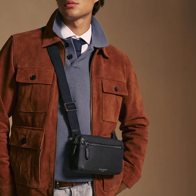 Reporter Compact Crossbody Dark Navy Pebble