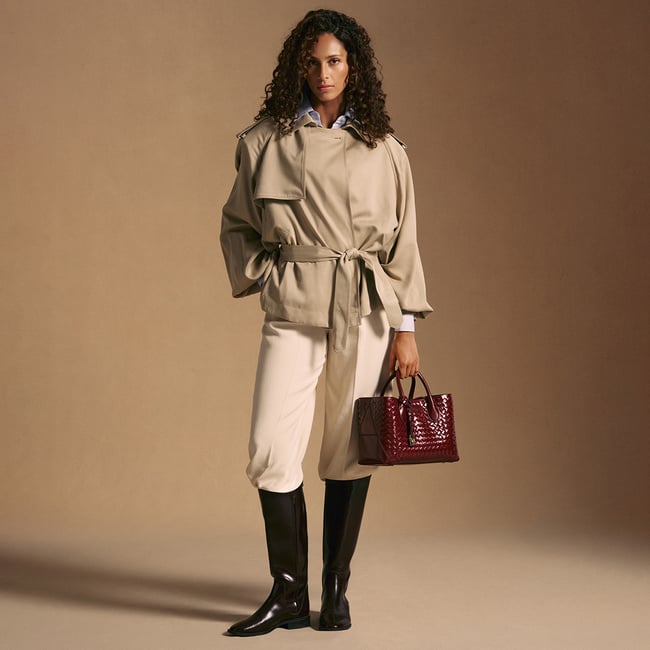 Midi London Tote Merlot Woven Leather