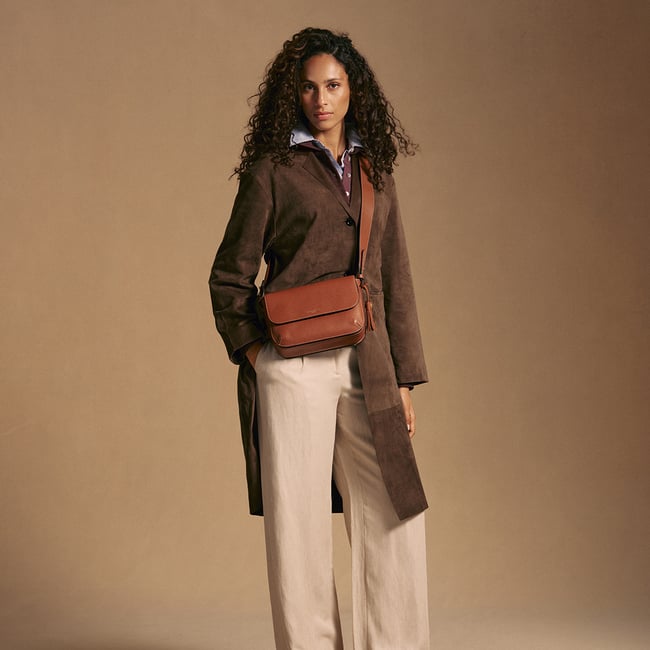 Ella Grande Crossbody Tan Milled Pebble