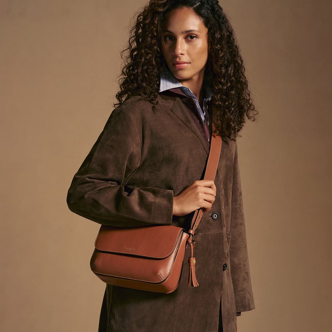 Ella Grande Crossbody Tan Milled Pebble