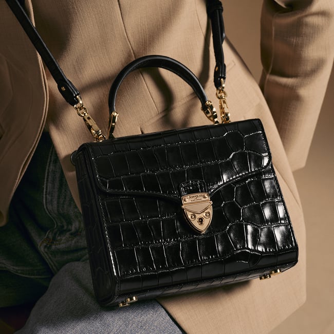 Midi Mayfair® Deep Shine Black Croc
