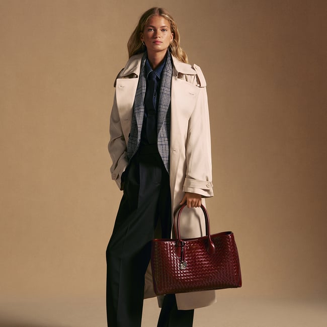 London Tote Merlot Woven Leather