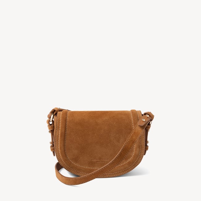 Small Stella Satchel Crossbody Cognac Suede