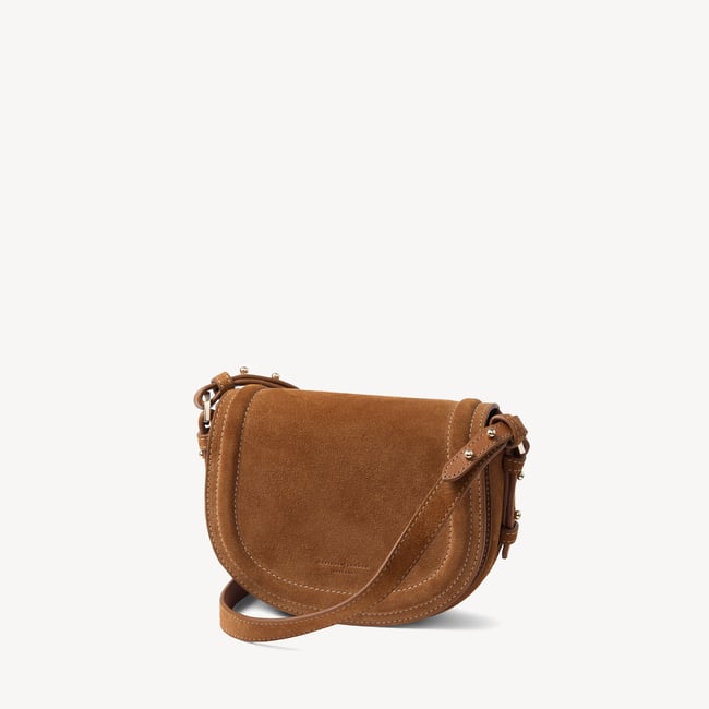 Small Stella Satchel Crossbody Cognac Suede