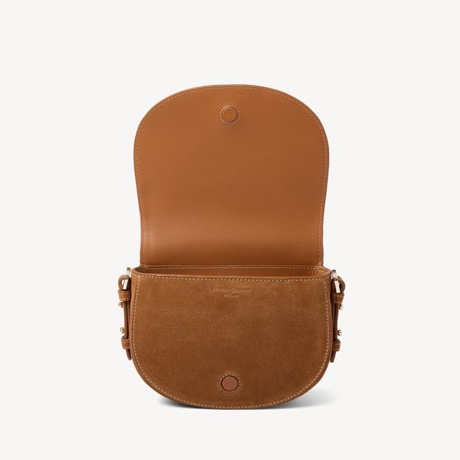 Small Stella Satchel Crossbody Cognac Suede