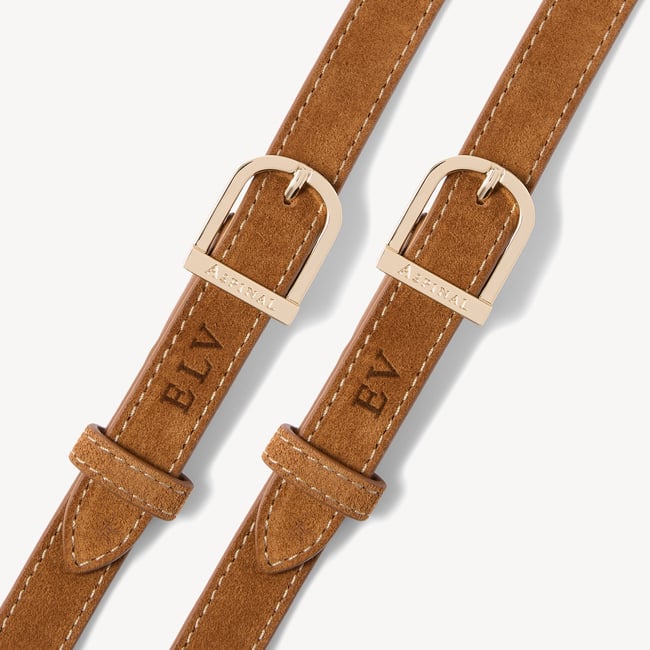 Small Stella Satchel Crossbody Cognac Suede