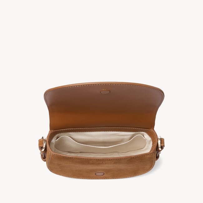 Small Stella Satchel Crossbody Cognac Suede