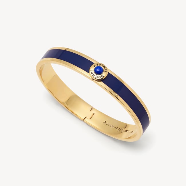 Gemstone Enamel Bangle Navy Enamel, Lapis Lazuli & 18ct Gold Plated