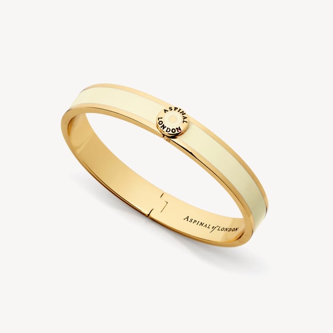 Enamel Bangle Ivory Enamel & 18ct Gold Plated