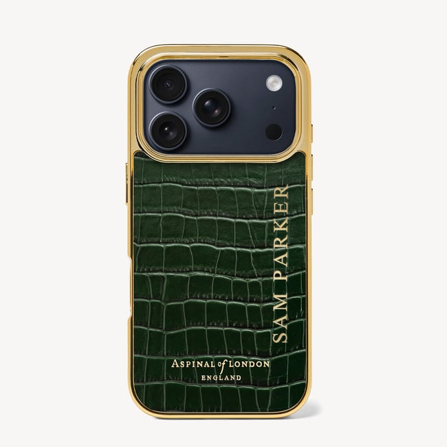iPhone 17 Pro Case Deep Shine Evergreen Small Croc