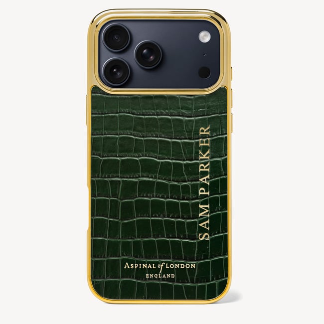 iPhone 17 Pro Max Case Deep Shine Evergreen Small Croc