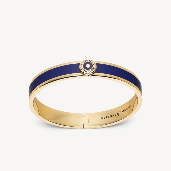 Enamel Bangle Navy Enamel & 18ct Gold Plated