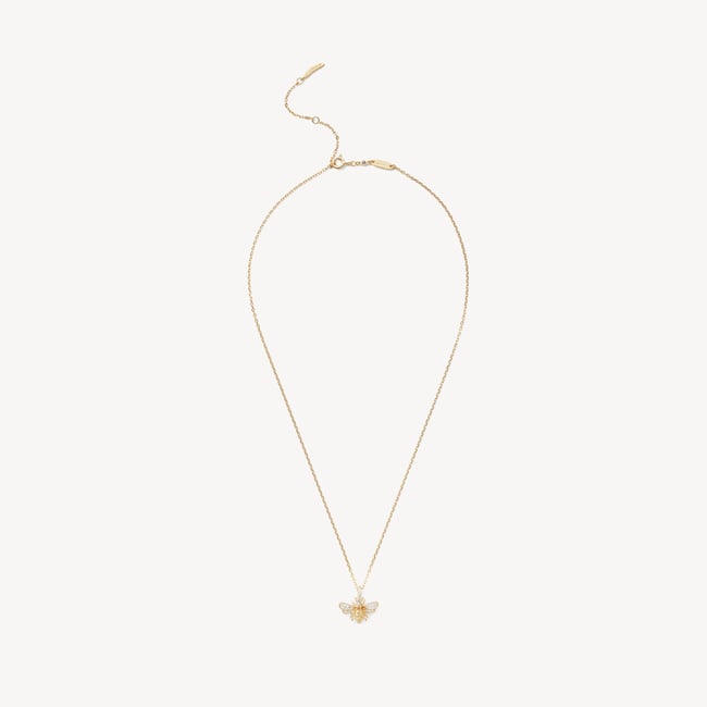Diamond Bee Pendant Necklace 0.237ct White Sapphire & Citrine