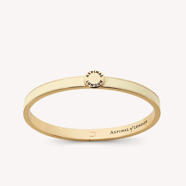 Thin Enamel Bangle Ivory Enamel & 18ct Gold Plated