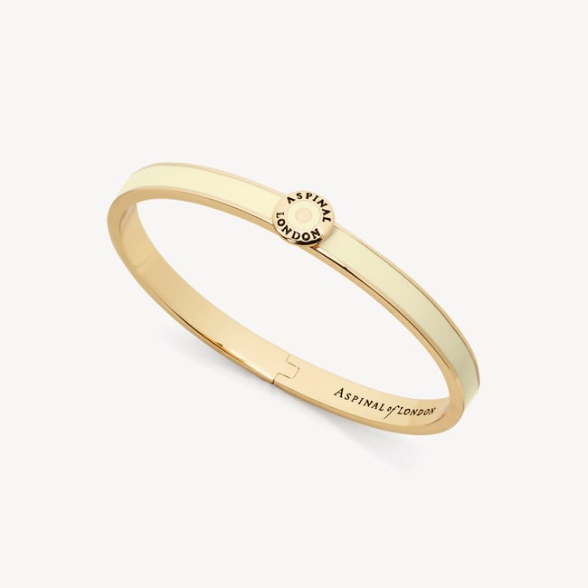 Thin Enamel Bangle Ivory Enamel & 18ct Gold Plated