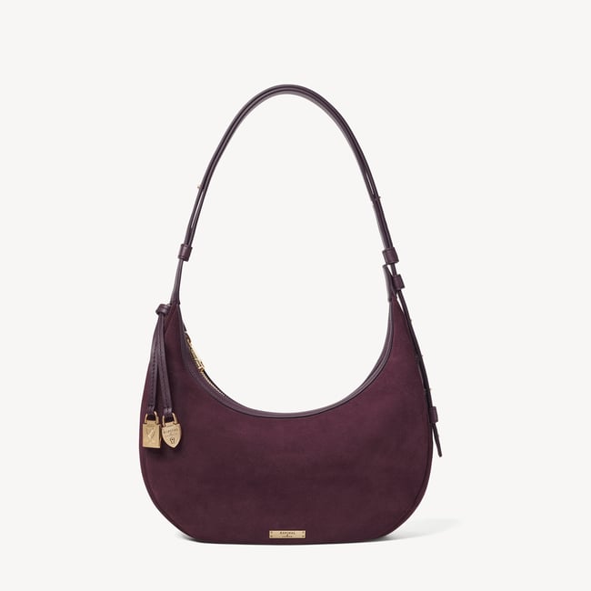 Soho Small Crescent Rich Claret Suede