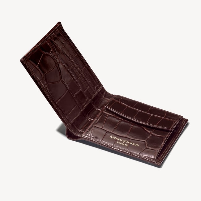 Billfold Coin Wallet Deep Shine Amazon Brown Croc