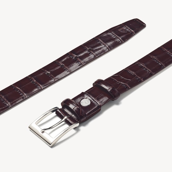 Classic Men's Belt Deep Shine Amazon Brown Croc