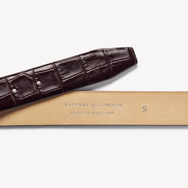 Classic Men's Belt Deep Shine Amazon Brown Croc