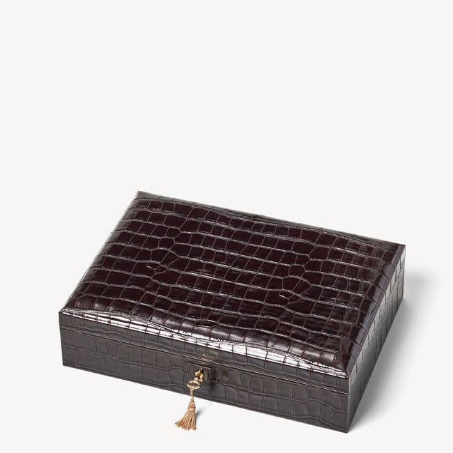 Glasses Case Deep Shine Amazon Brown Croc