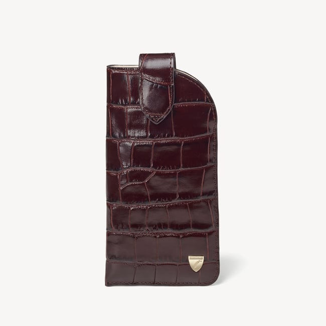 Glasses Case with Tab Deep Shine Amazon Brown Croc