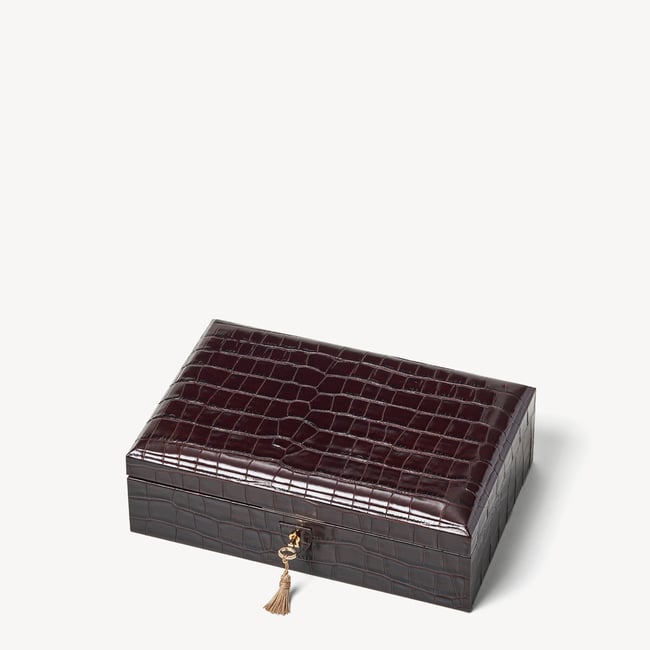 Savoy Jewellery Box Deep Shine Amazon Brown Croc
