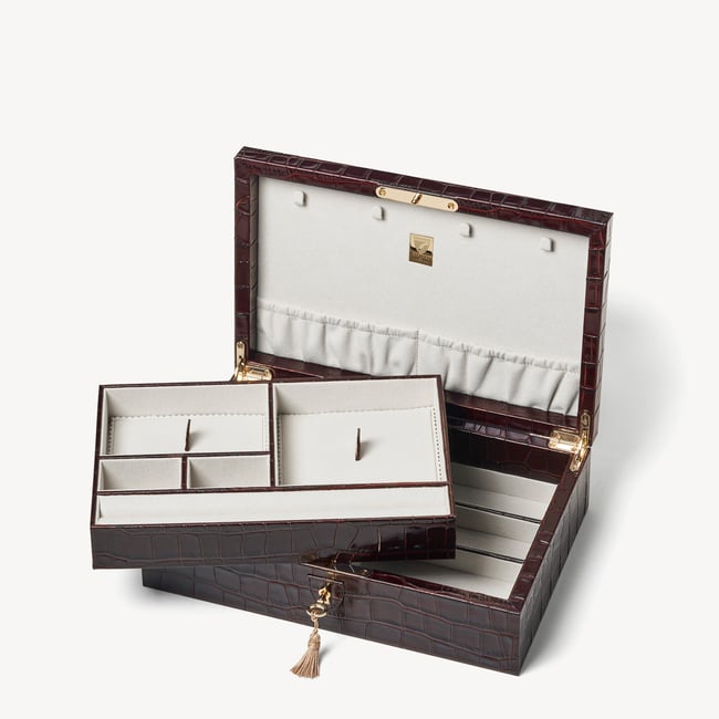 Savoy Jewellery Box Deep Shine Amazon Brown Croc