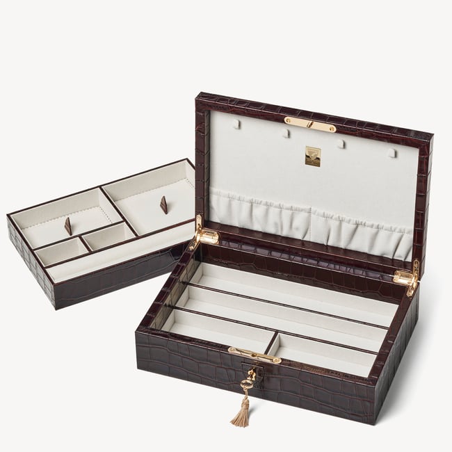 Savoy Jewellery Box Deep Shine Amazon Brown Croc