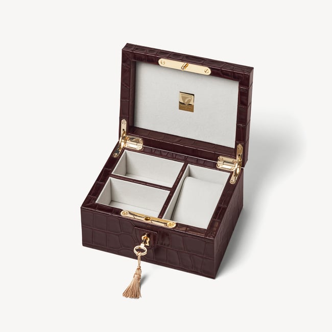 Three Piece Watch Box Deep Shine Amazon Brown Croc