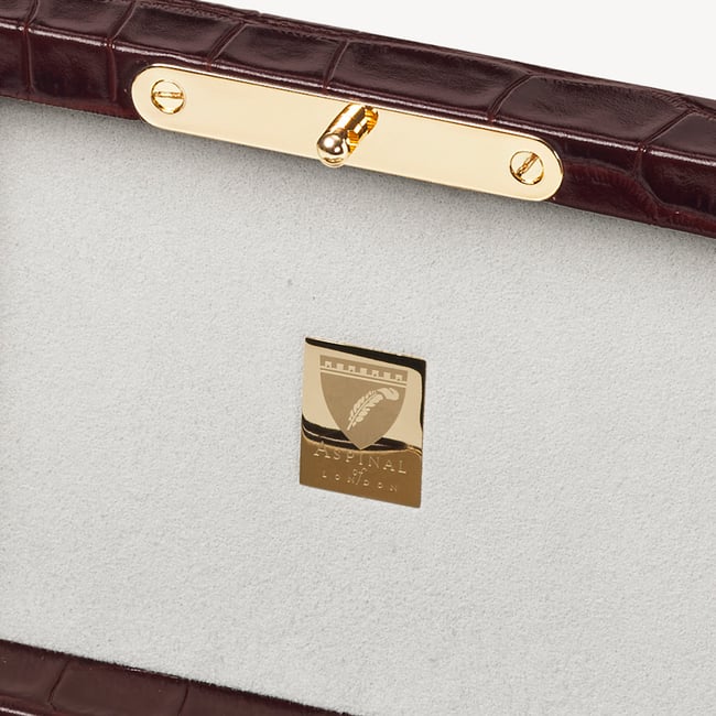 Three Piece Watch Box Deep Shine Amazon Brown Croc